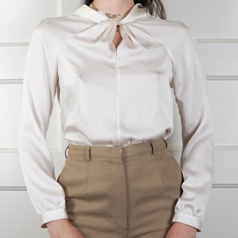 Silky Cream Twist Blouse